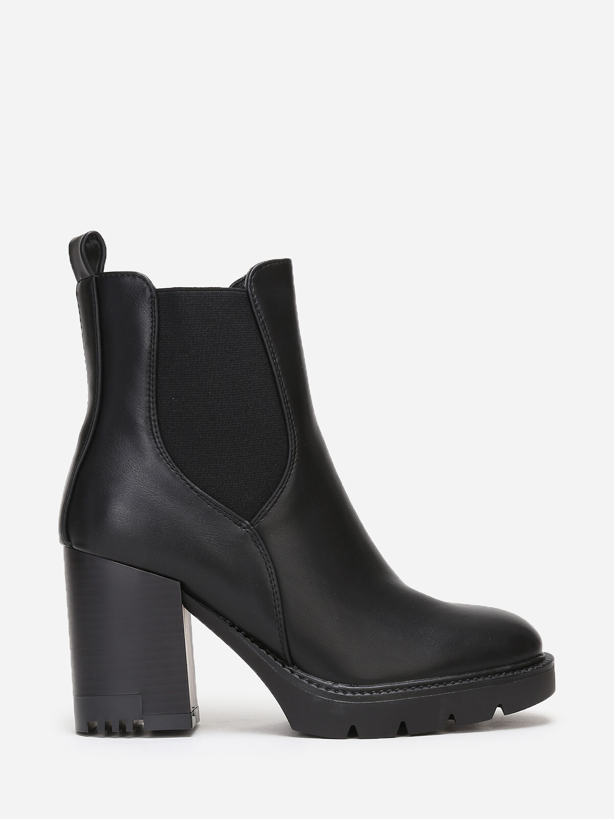 Bottines Chelsea à talon cranté- Noir