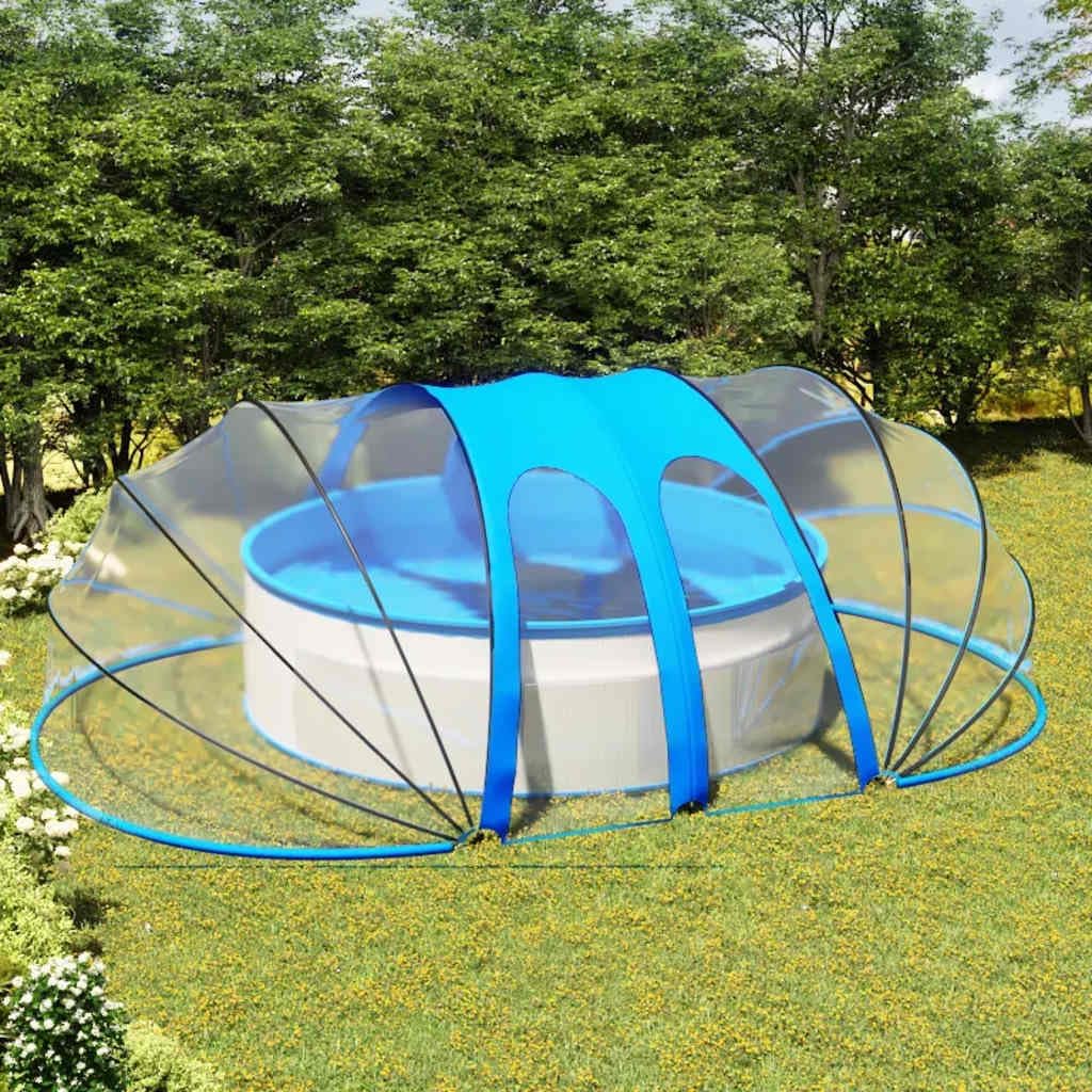 vidaXL Pooldach Pavillion Zelt Gartenpavillion Überdachung Gartendach Cabrio Dome Poolüberdachung für Aufstellpool Oval 620x410x210cm