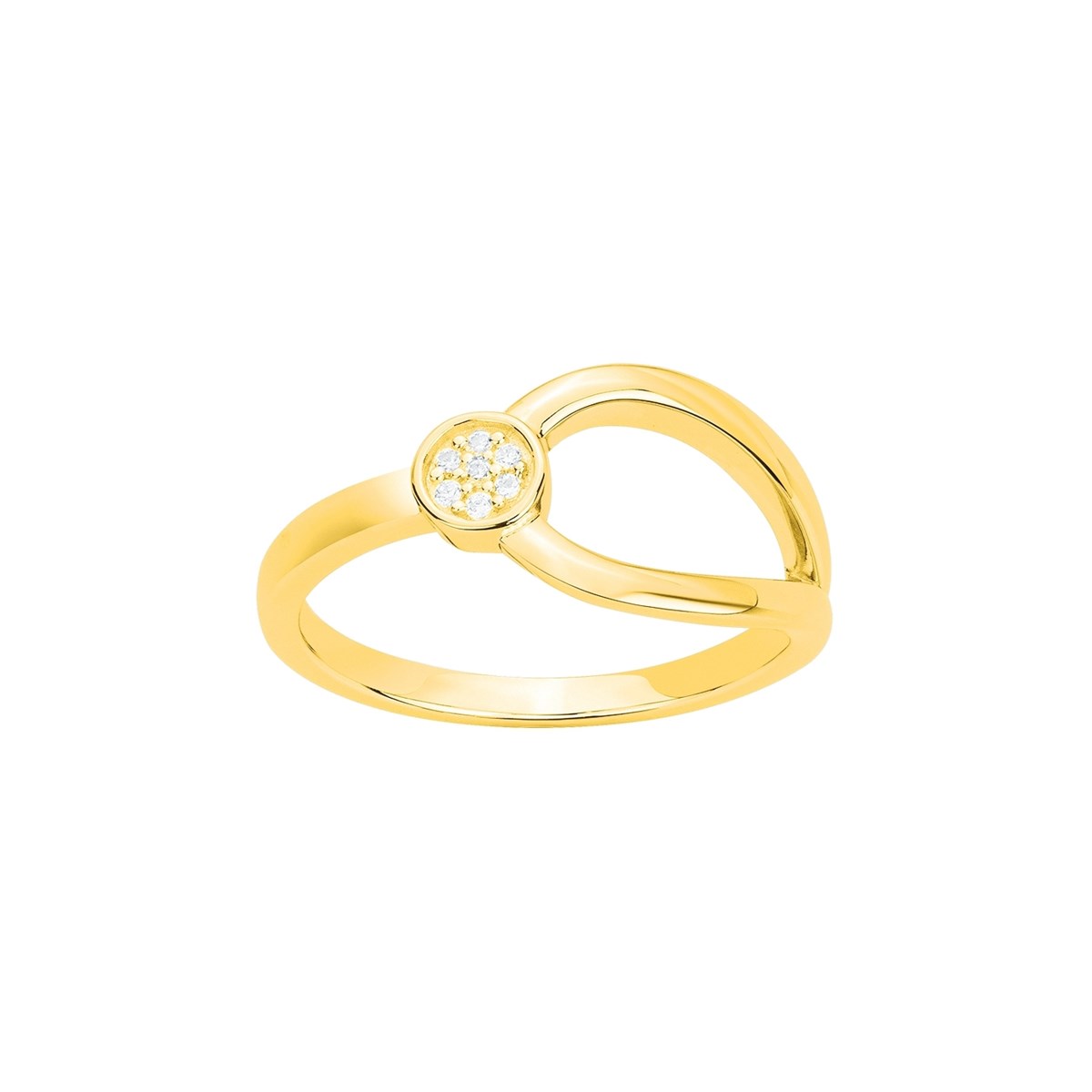 Bague en Plaqué Or avec oxyde de zirconium blanc