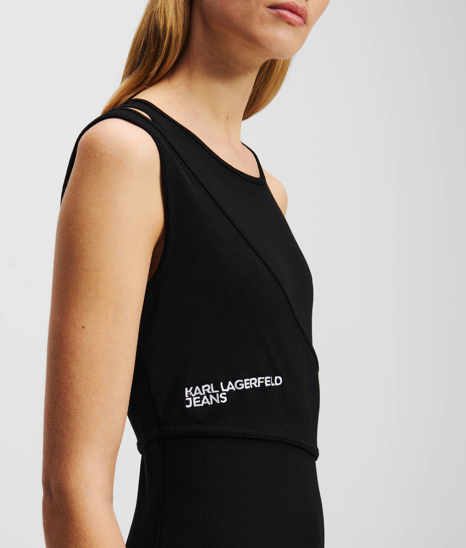ROBE DÉBARDEUR CÔTELÉE - Noir