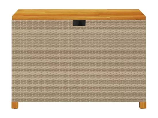 Prolenta Premium - Boîte de rangement de jardin beige résine tressée bois d'acacia