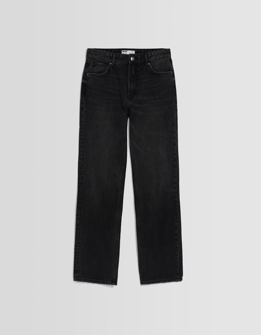 calça jeans de corte reto