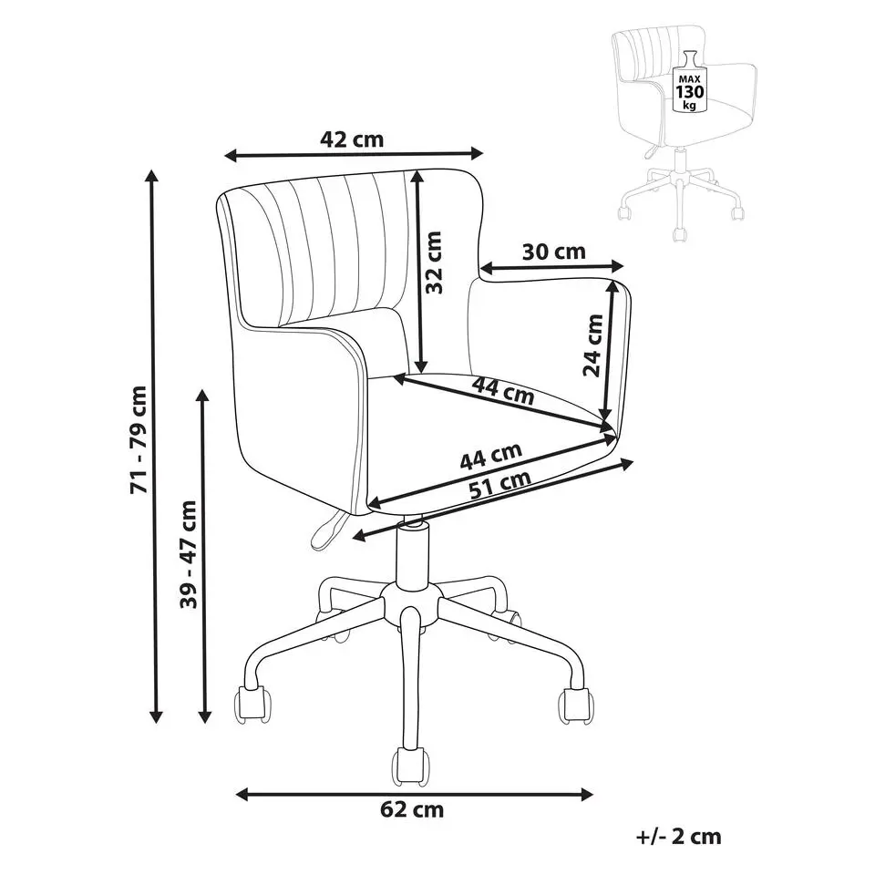 SANILAC - Bureaustoel - Beige - Fluweel