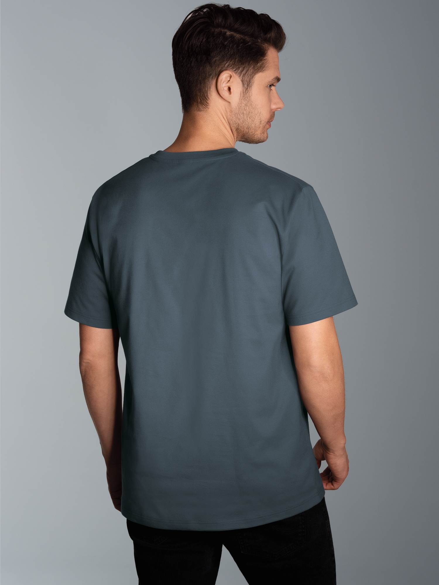 T-Shirt mit großem Husky-Printmotiv Anthrazit