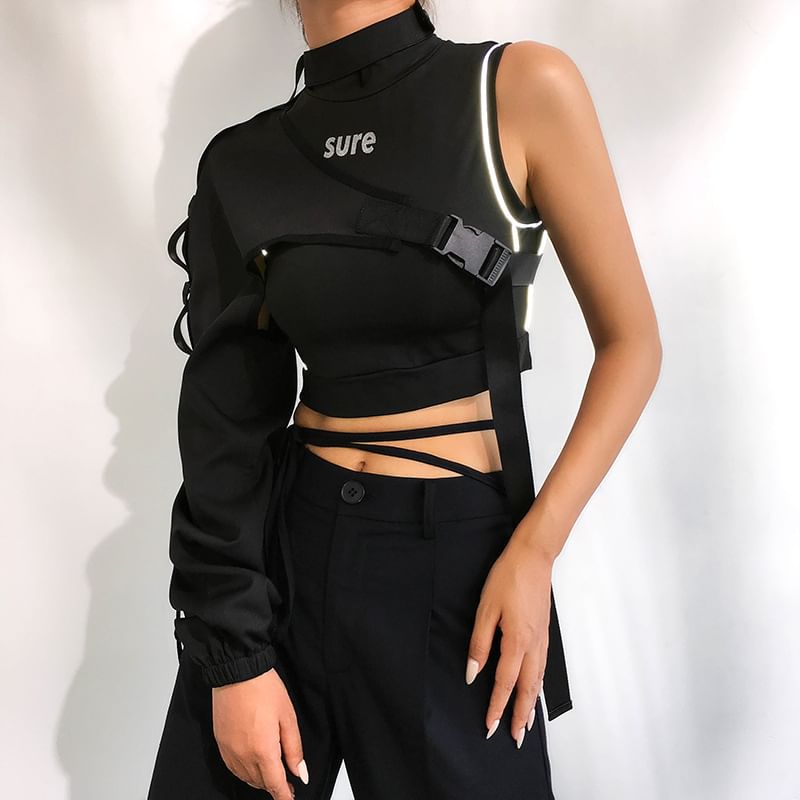 BrickBlack - Reflecterende bolero met lange mouwen en één schouder