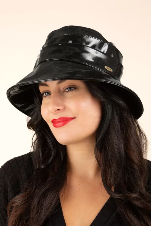 Bronté Bessa Patent Bucket hoed in zwart