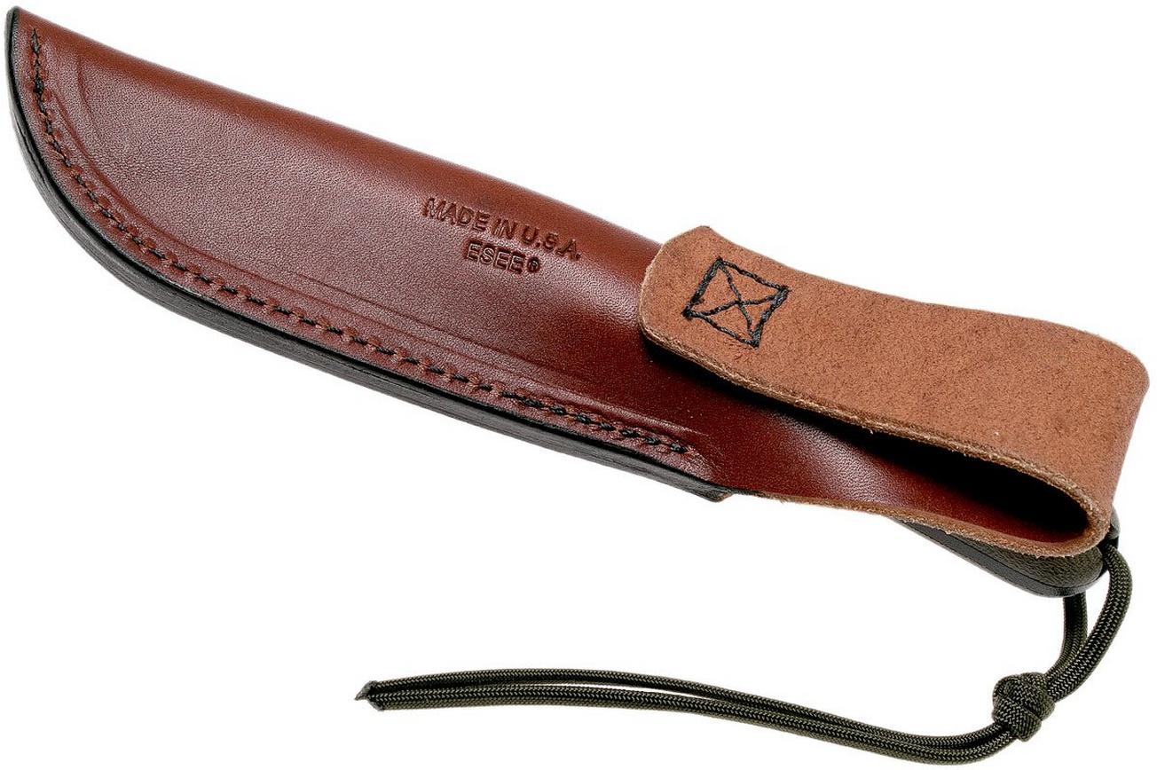 ESEE Model 4HM bushcraftmes Modified Handle, lederen schede