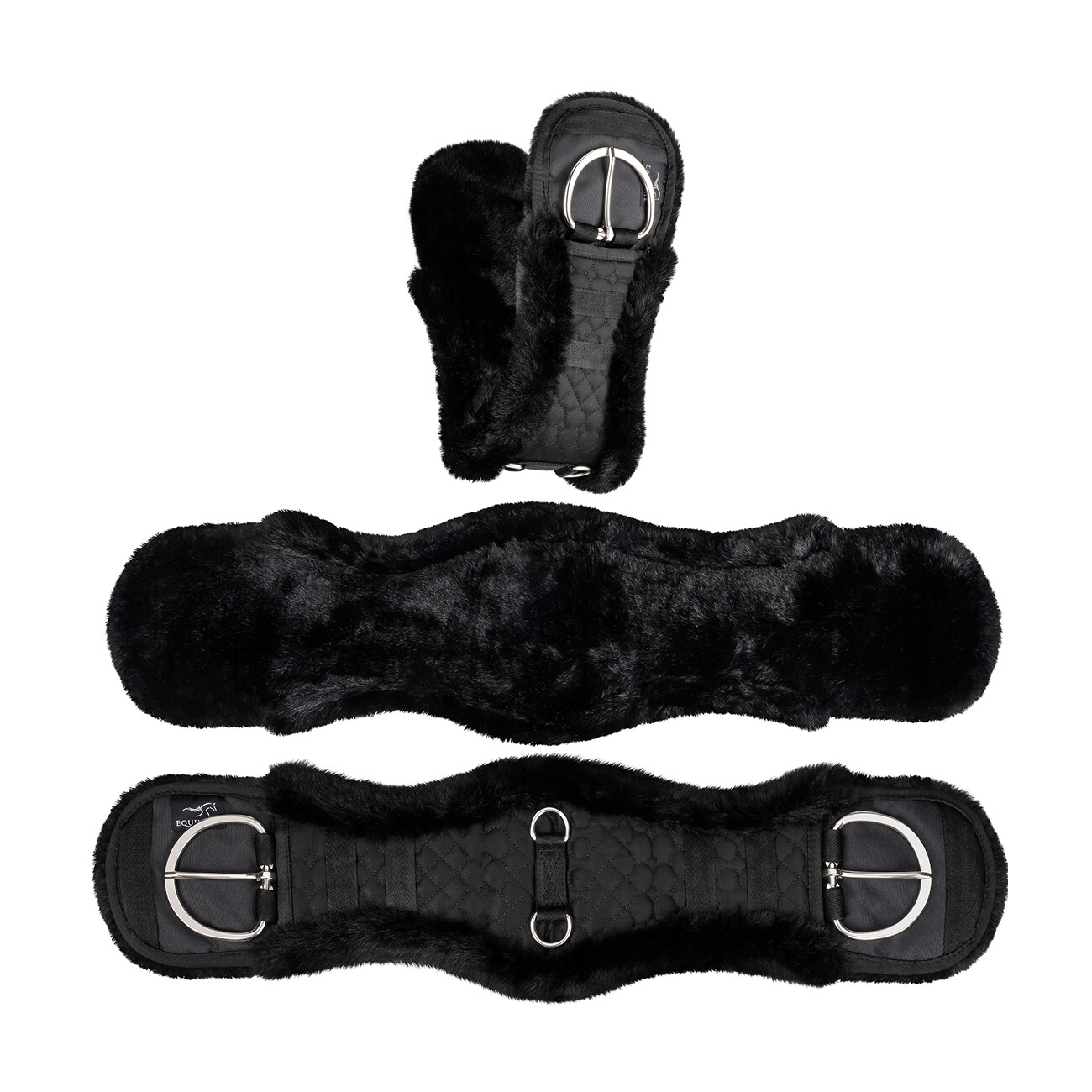 Equinate Westerngurt Classical anatomisch mit synthetischem Lammfell schwarz 65 cm