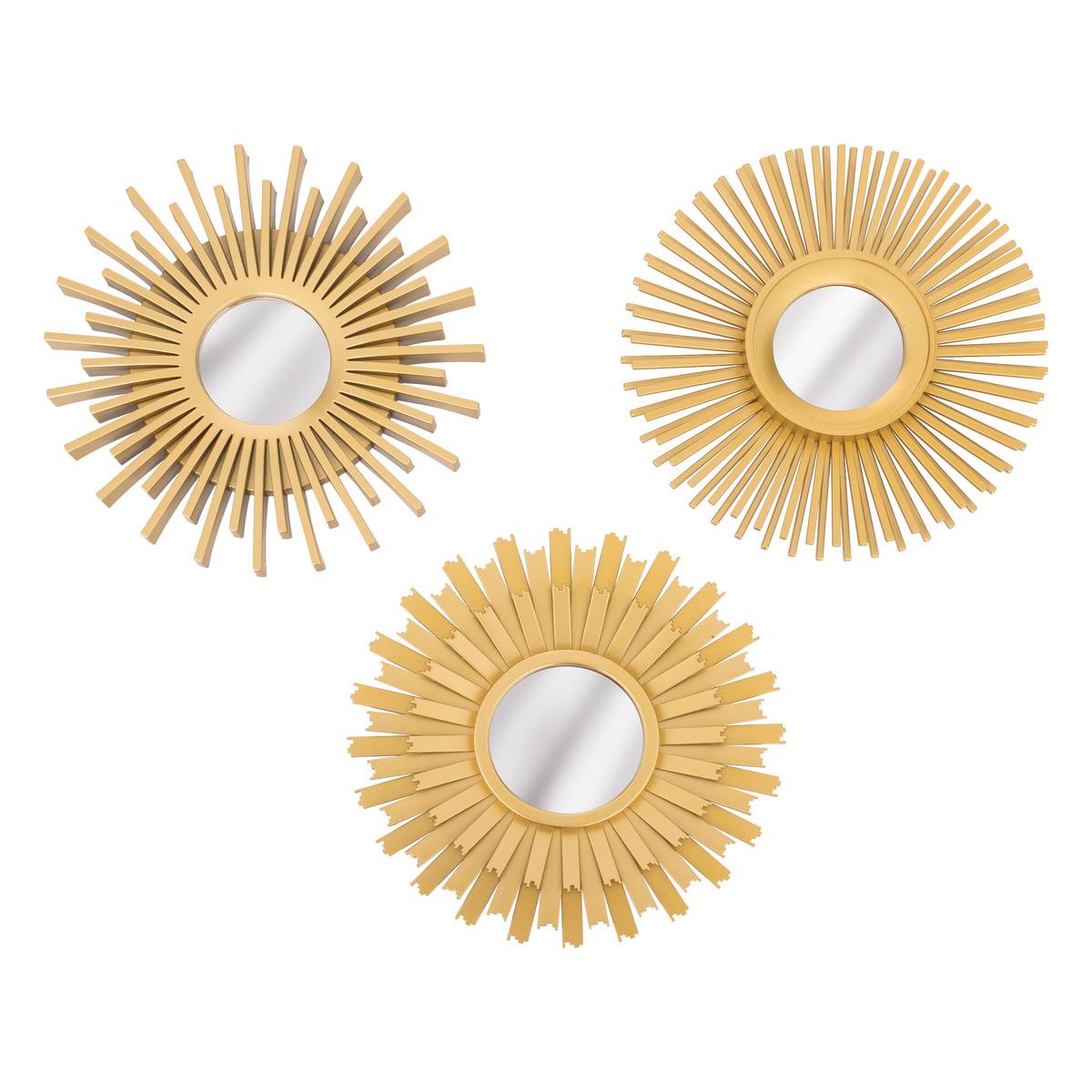 SET 3 MIROIRS AMED OR D.25CM