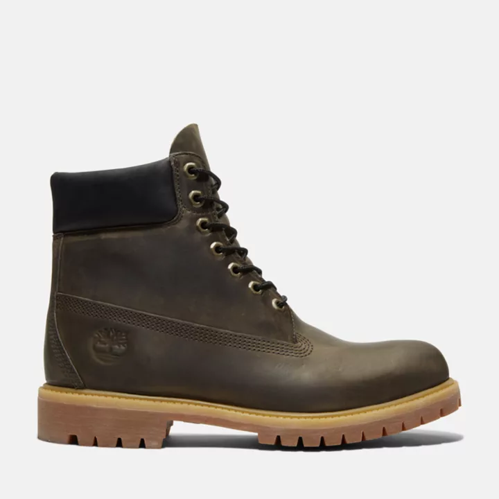 Bota Timberland Premium de 6 polegadas para homem, na cor cinza.