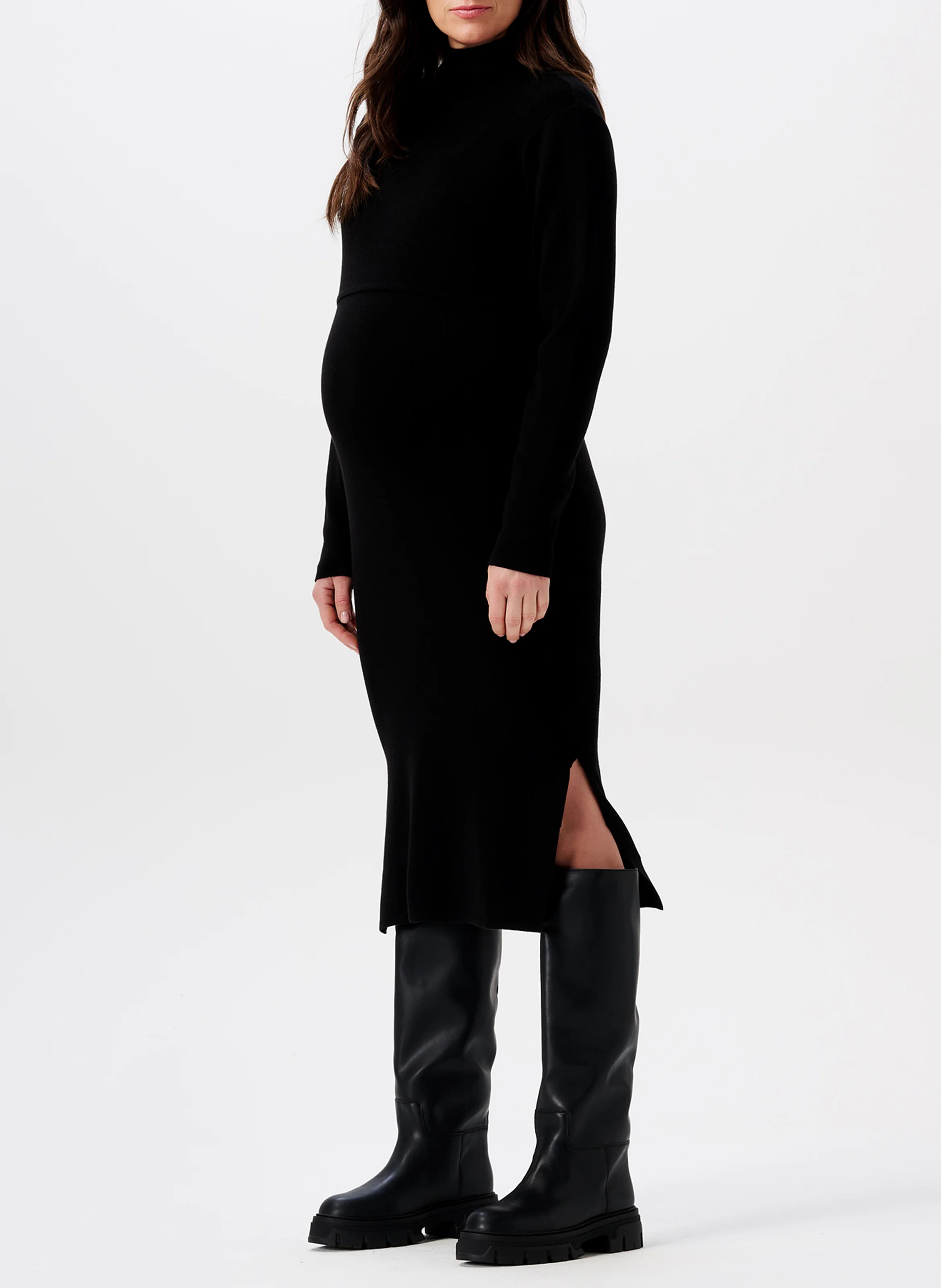 FOUMBOT - Robe midi col montant d'allaitement| Noir