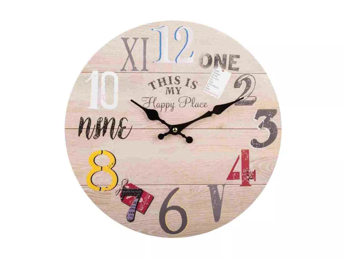Horloge murale en bois marron d34x2h