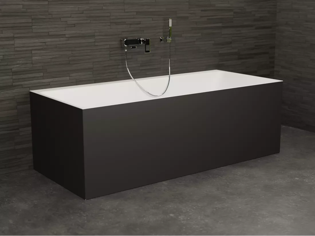 Baignoire semi-îlot Murale COBALT 170 Noire L. 170 x l. 75 cm, by SPALINA