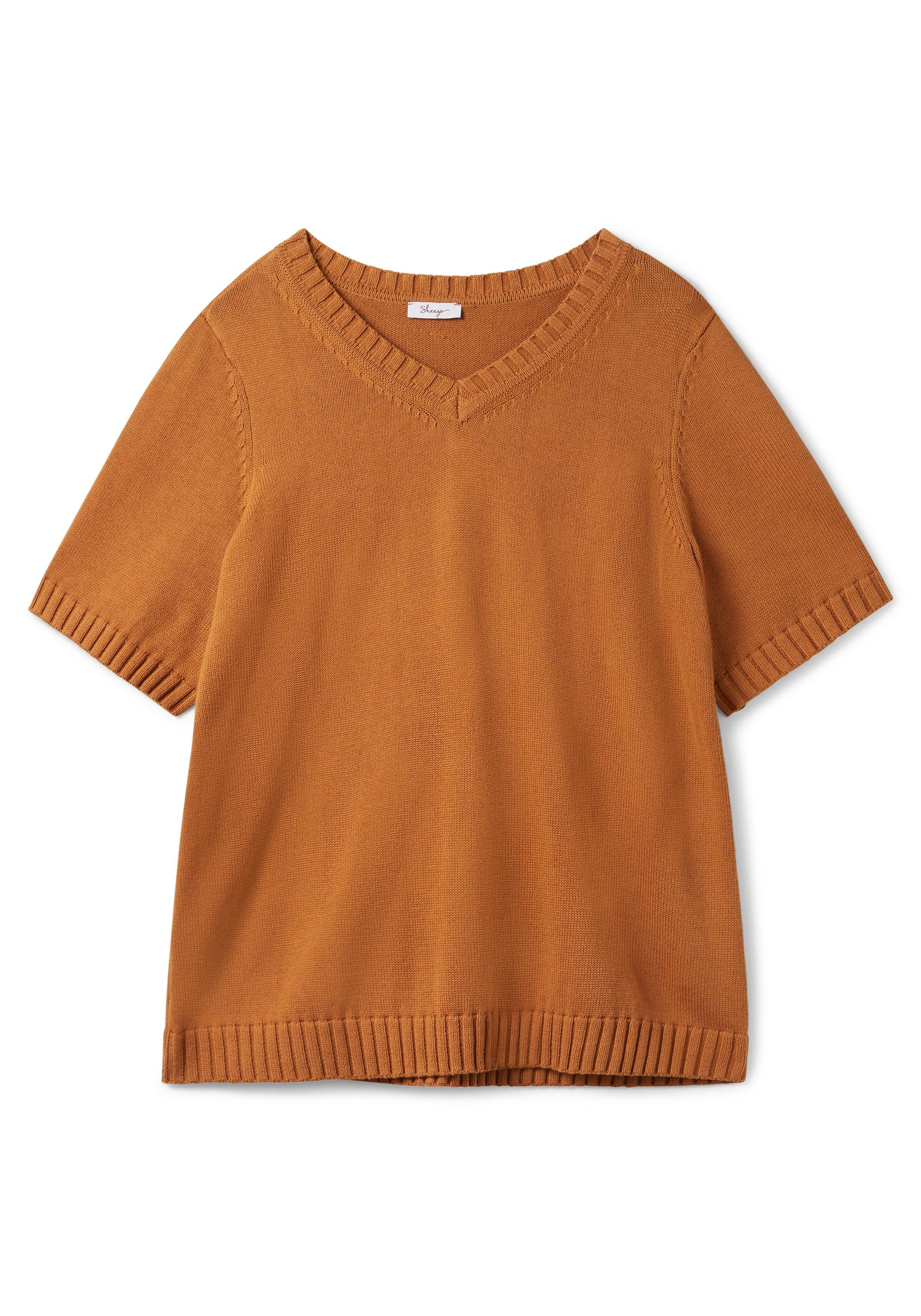 Kurzarmpullover mit V-Ausschnitt, aus Baumwolle