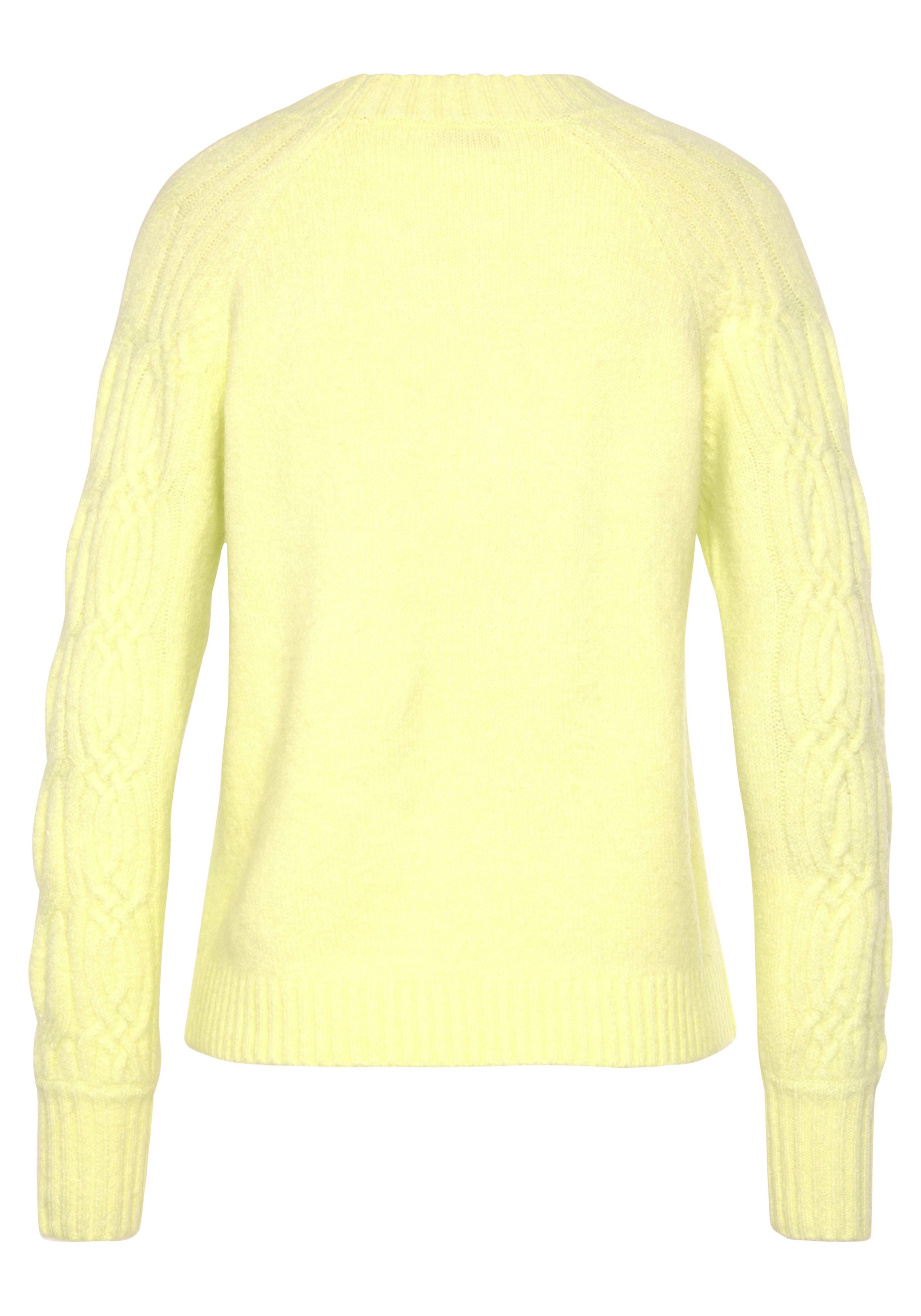 LASCANA Rundhalspullover , mit Zopfstrickdetails an den Ärmeln, farbenfroher Strickpullover