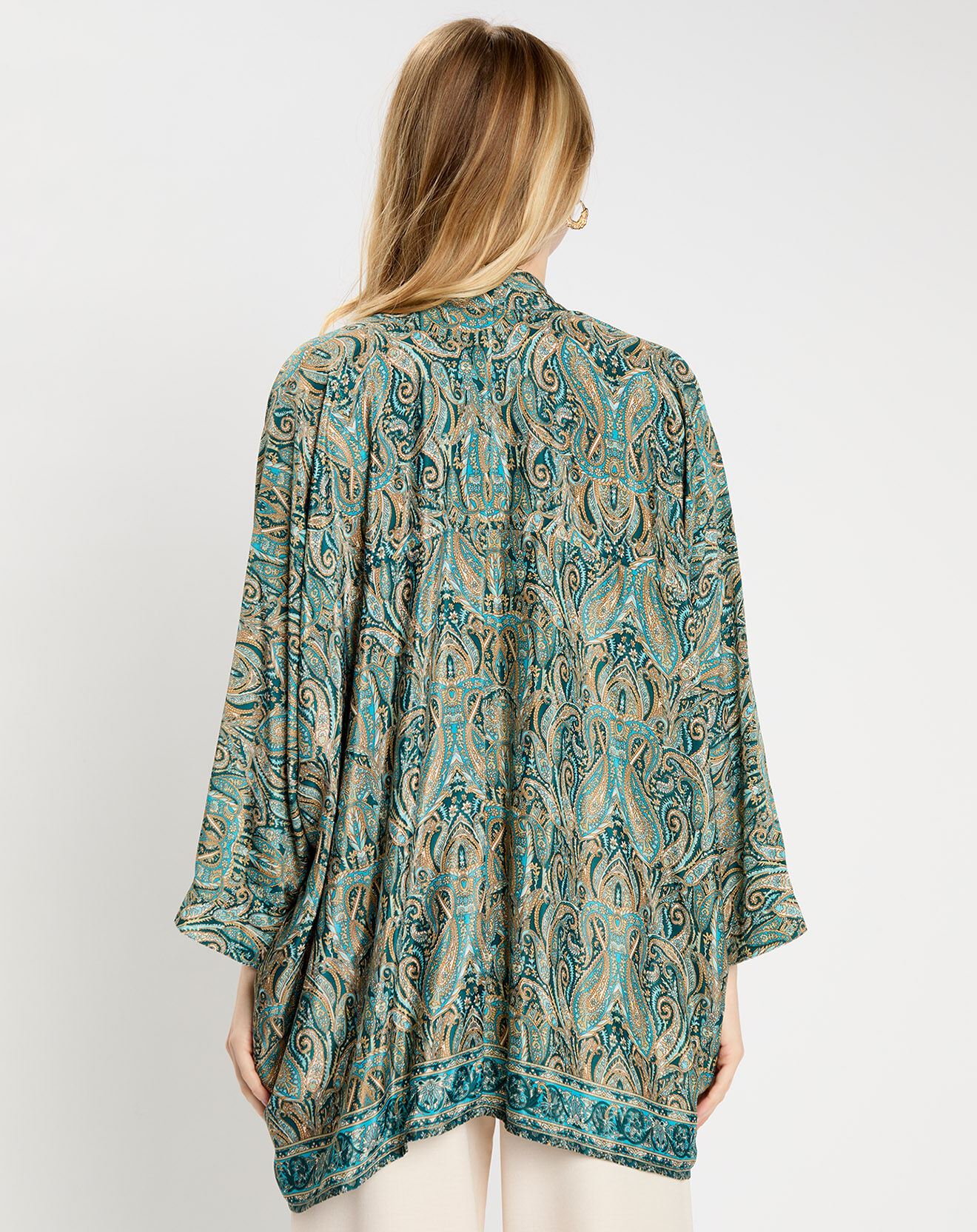 Lauren Vidal Kimono en Soie mélangée Sasha lazuli