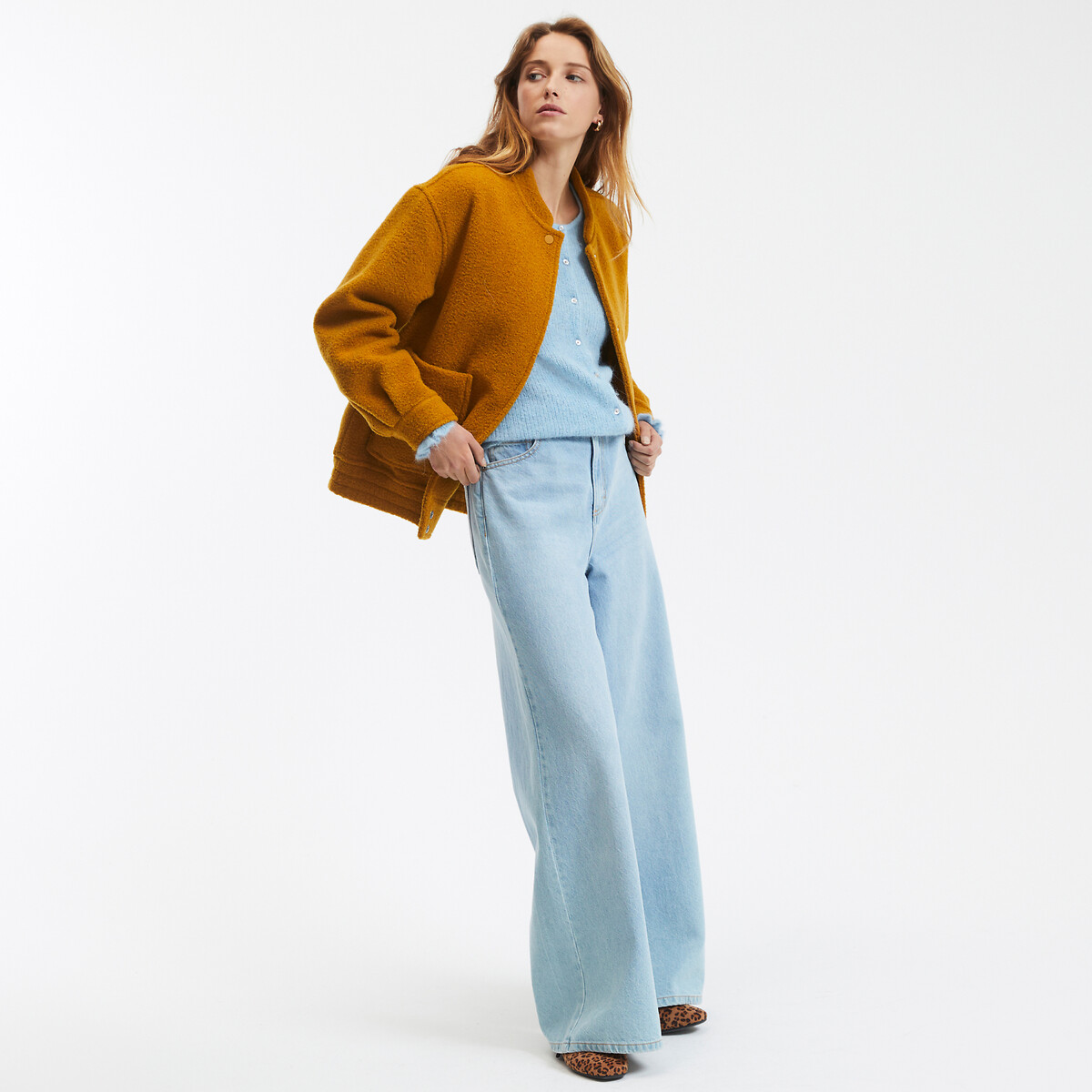 LA REDOUTE COLLECTIONS<br>Jaqueta estilo Teddy, tecido bouclette