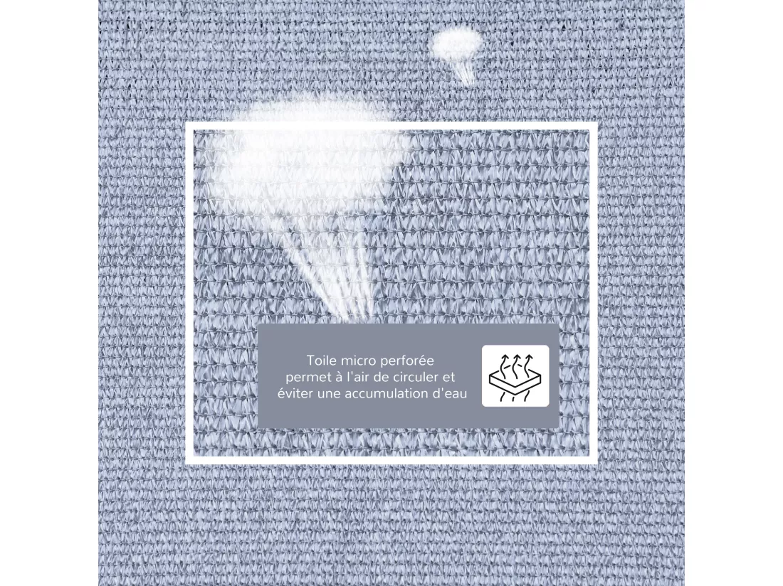 Voile d'ombrage rectangulaire anti-UV HDPE 4L x 3l m gris