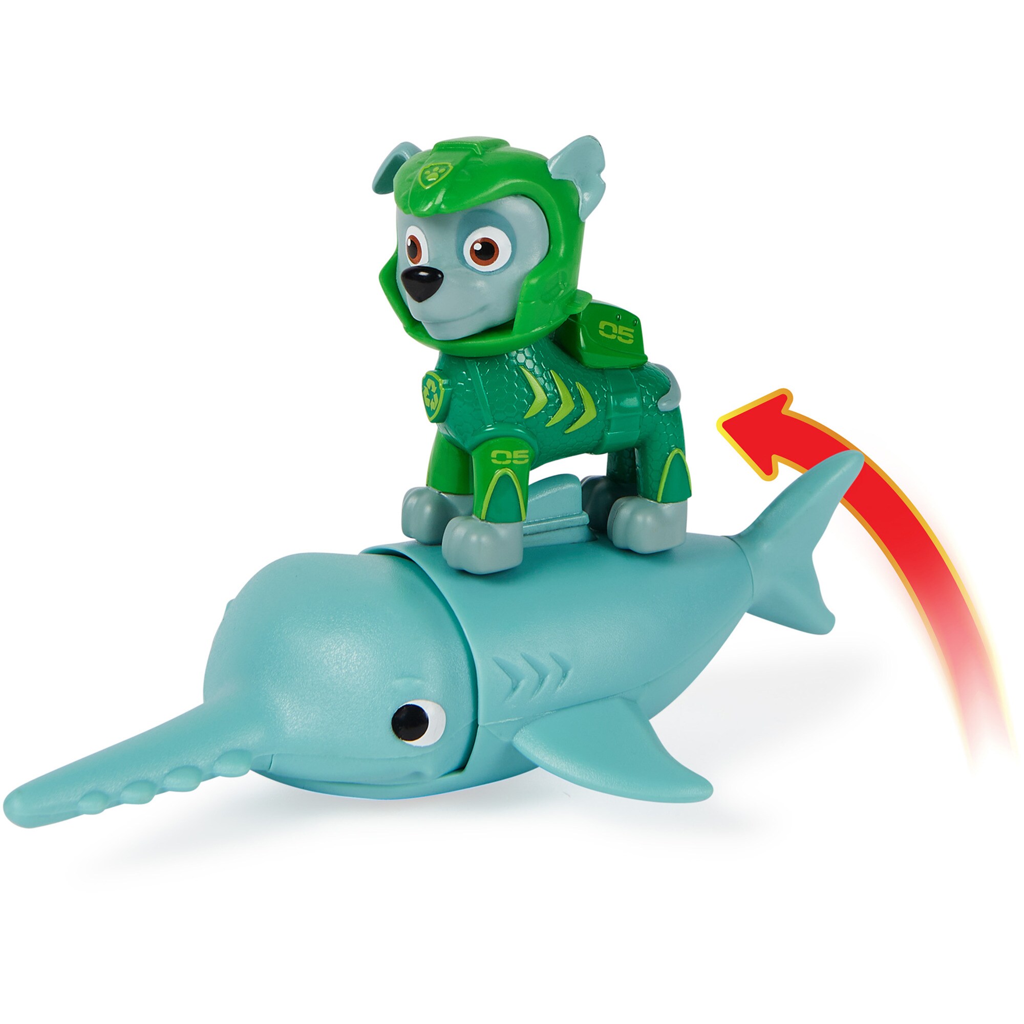 Spin Master Spielfigur Paw Patrol Aqua Pups - Hero Pups-Set mit Rocky-Welpenfigur und Sägefisch-Figur