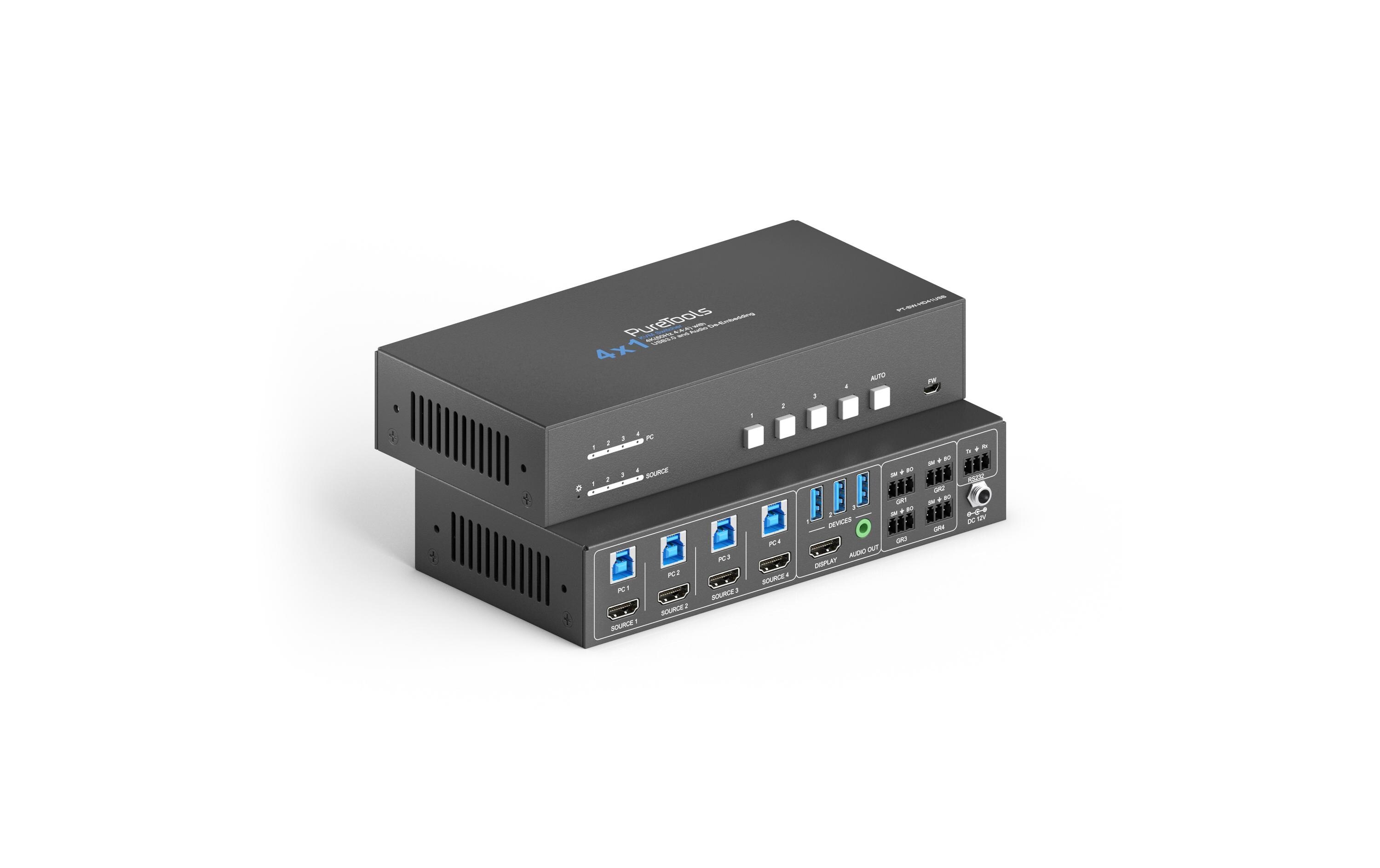 Switcher PT-SW-HD41USB HDMI<br>4x1 4K 18Gbps HDMI Switcher mit KVM