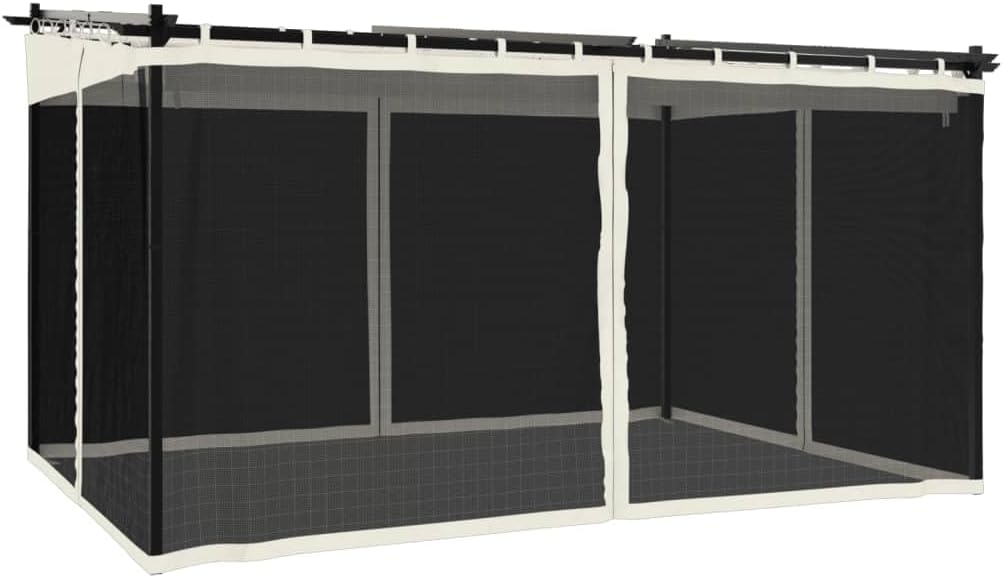 Pavillon mit Netzwänden Creme 4x3 m Stahl