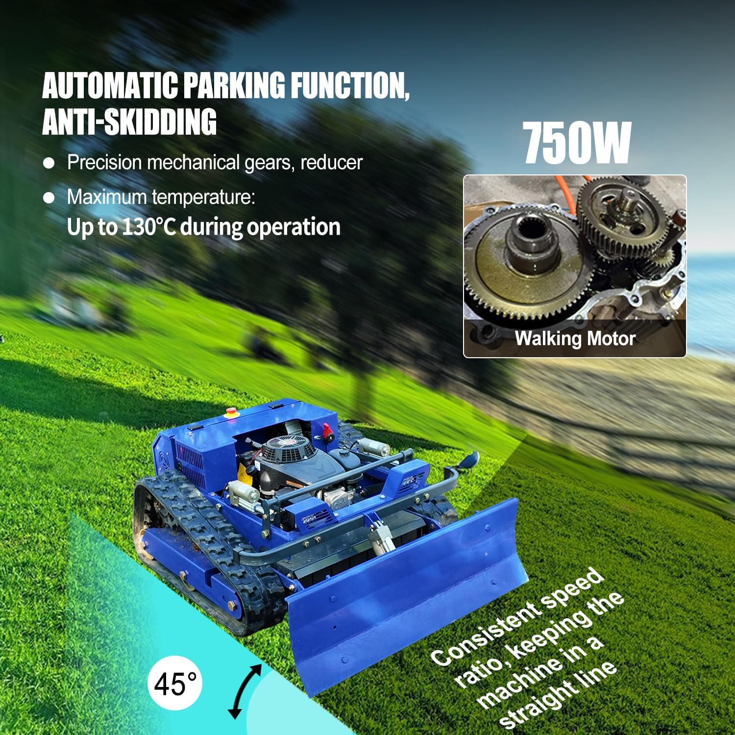 4WD Ferngesteuerter Rasenmäher，2-15cm Schnitthöhe - Mähroboter 100% Steigung (45°)-(Modèle Avec Chasse-Neige)