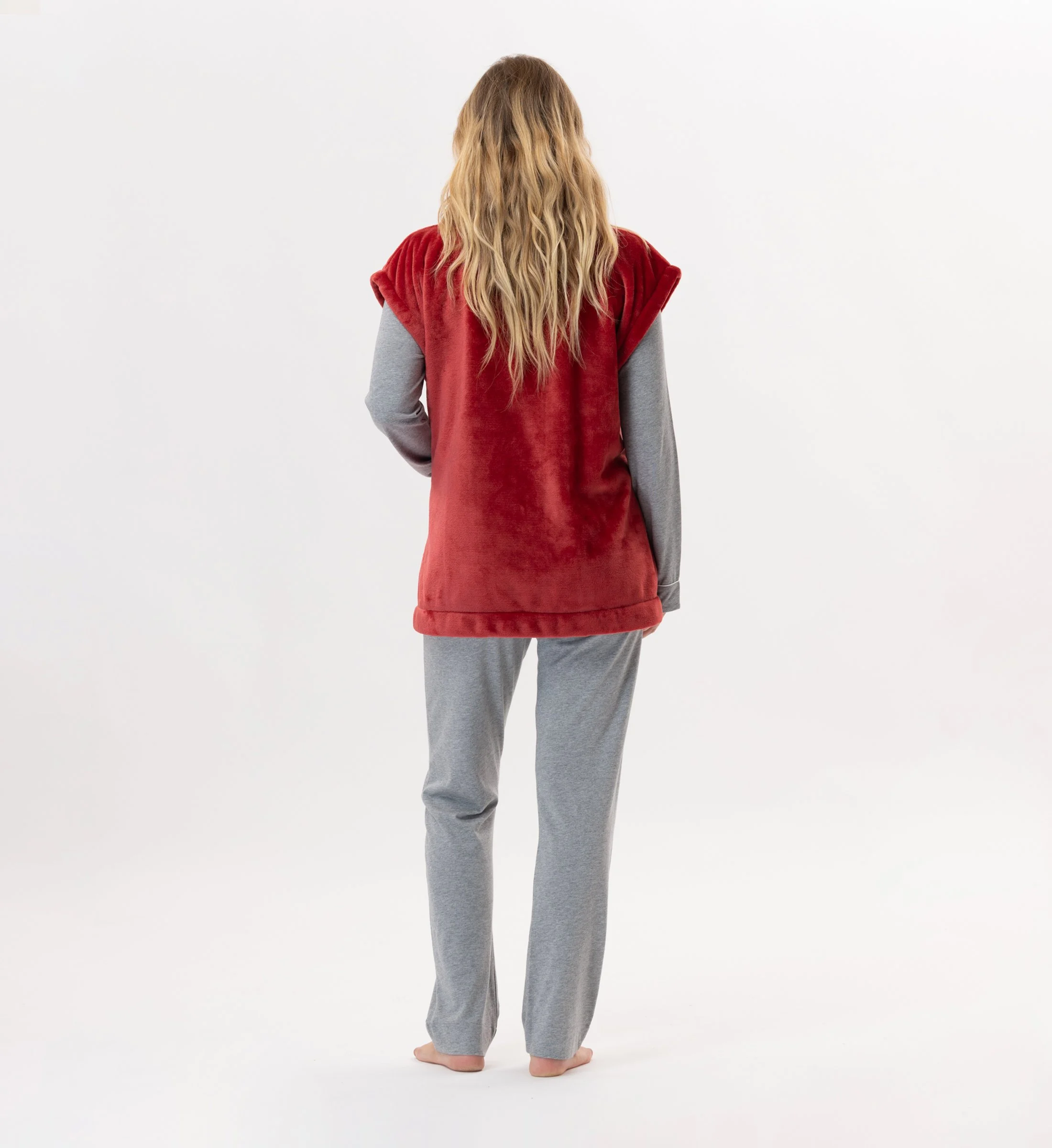 ESSENTIEL 876 - Veste en peluche flanelle | Rouge