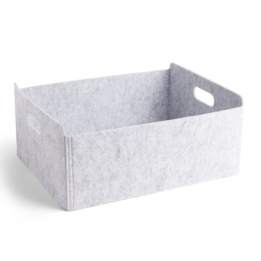 Panière coton effet feutrine 39x30,5x17cm gris