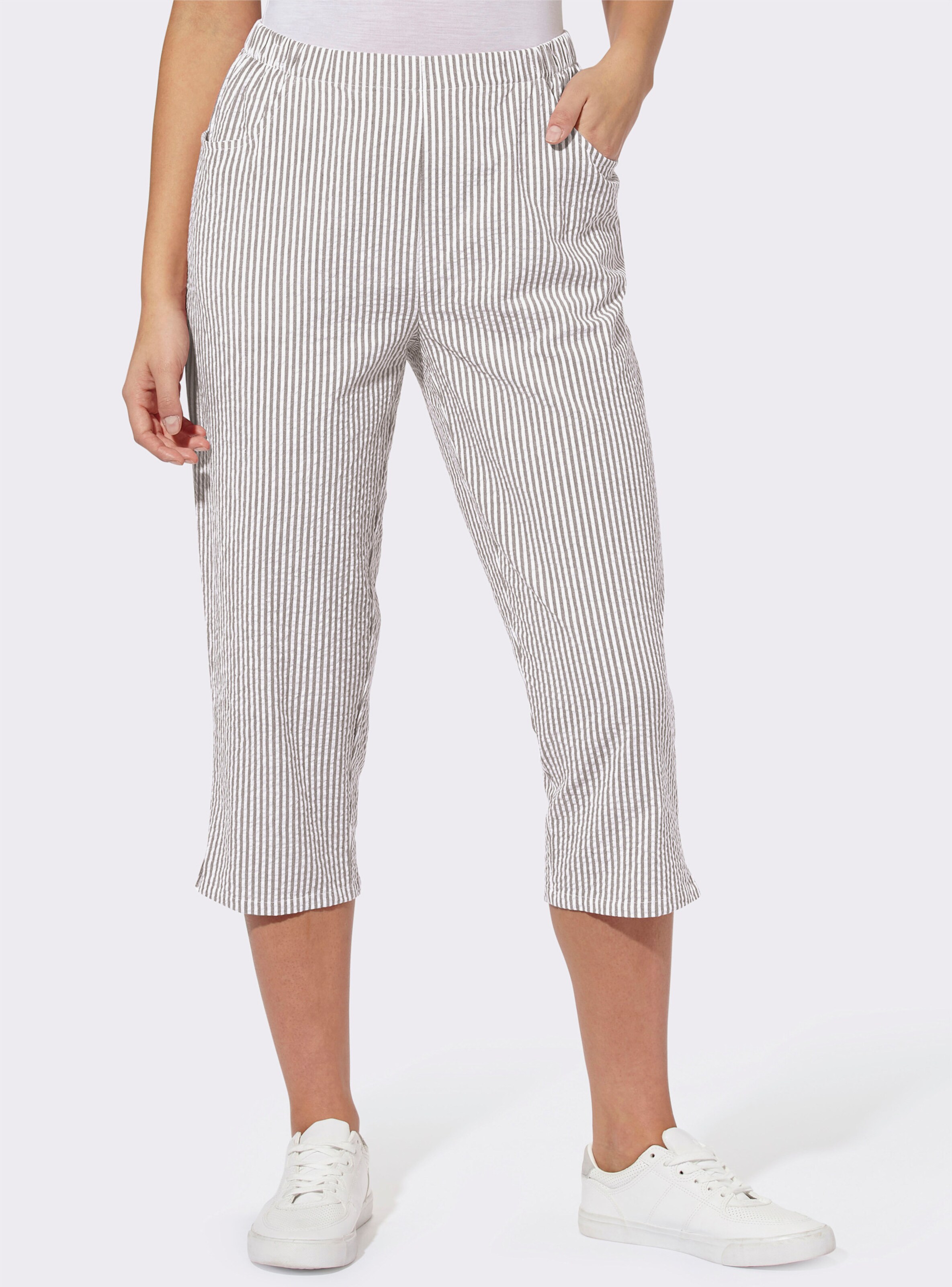 Caprihose aus Seersucker, gestreift