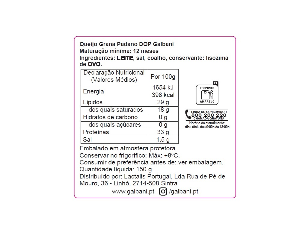 QUEIJO GALBANI GRANA PADANO 12 MESES 150G