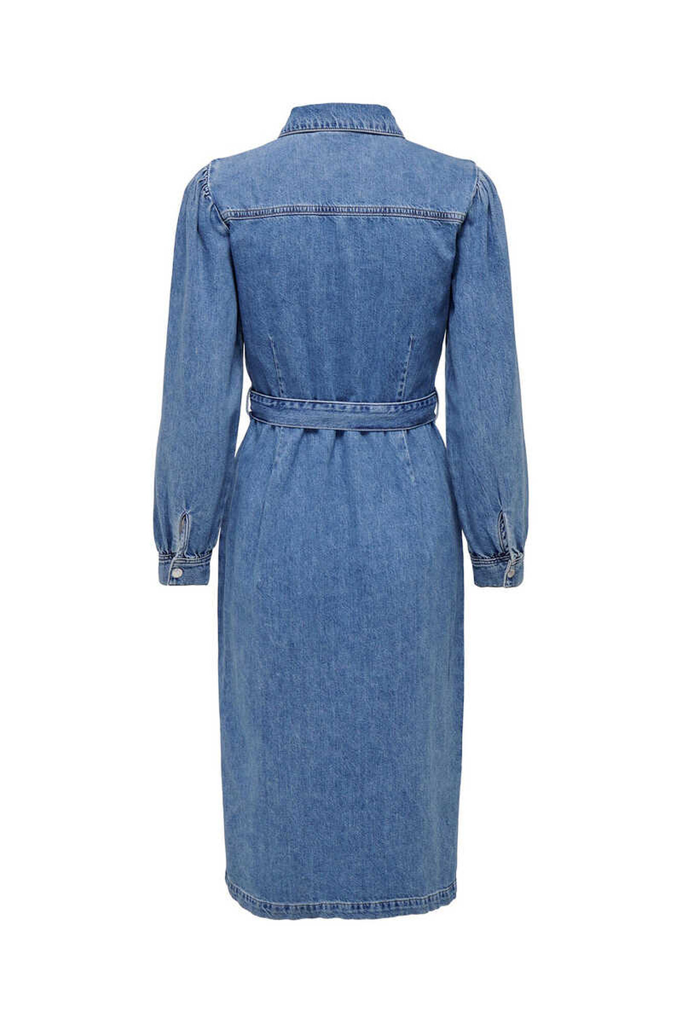 Vestido camisa midi em jeans