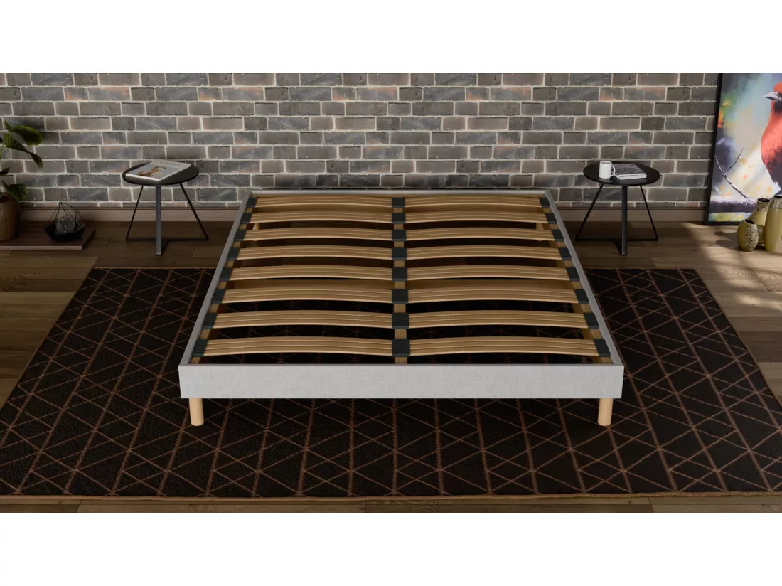 Sommier à Latte 90x200 cm - Bois Épicéa Structure Solide et Durable Haute Qualité - Gris Clair - Silencieux, Confortable et Résistant - Douce Lune
