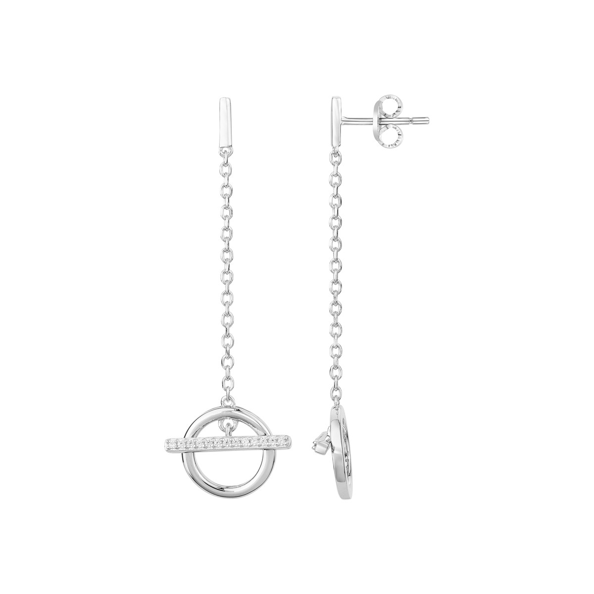 Boucles d'oreilles pendantes en Argent avec oxyde de zirconium blanc
