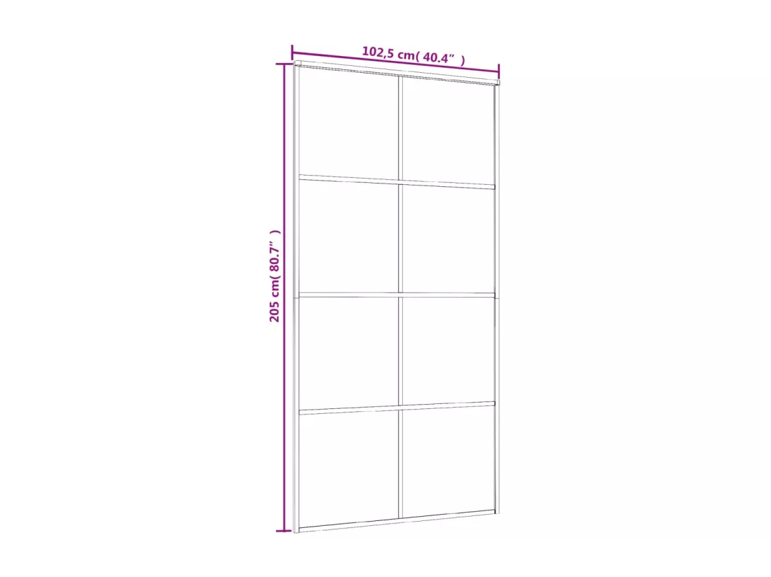 Porte coulissante Verre ESG dépoli aluminium 102,5x205 cm Blanc