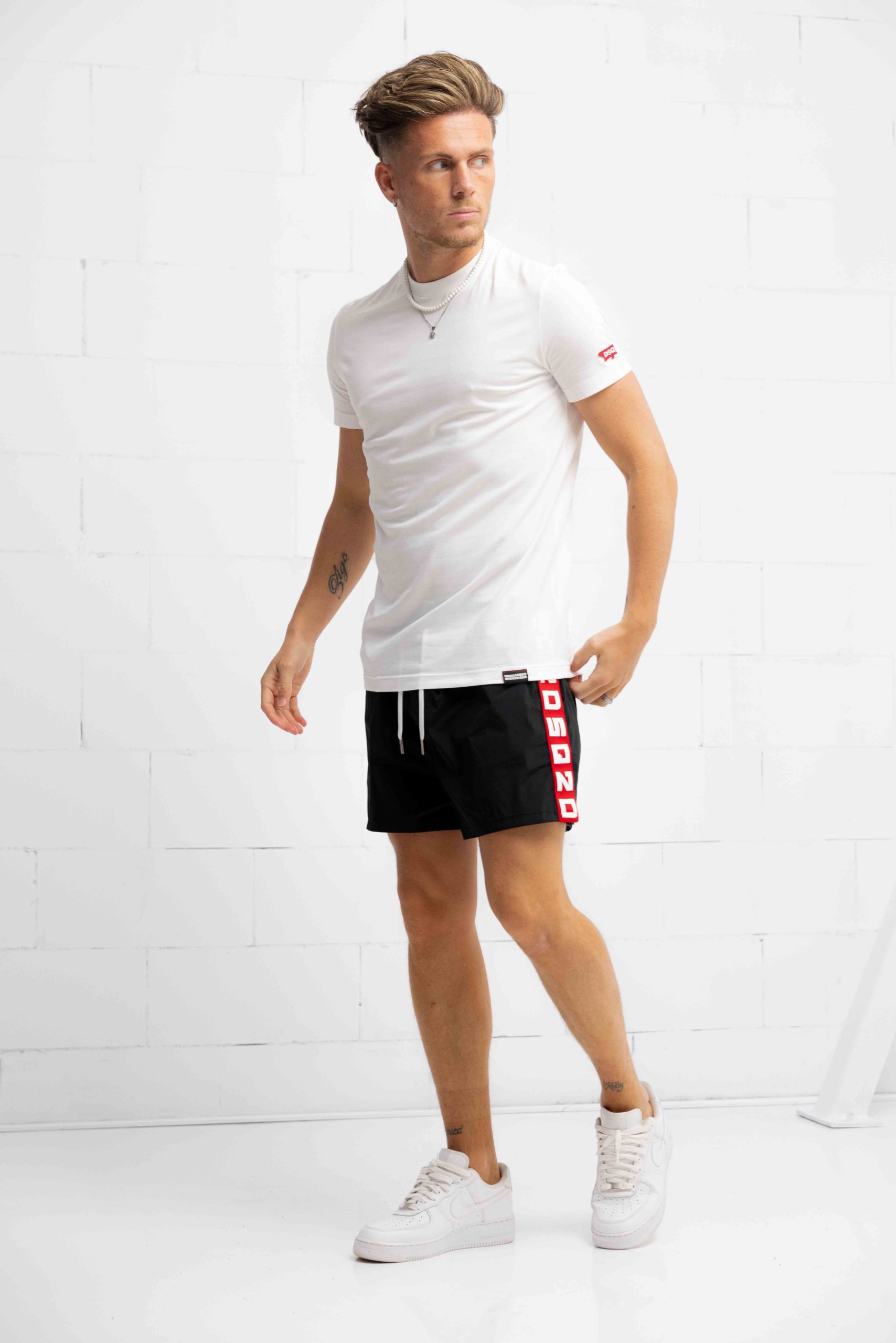 Dsquared2 Tape Logo Zwembroek Heren Zwart/Rood
