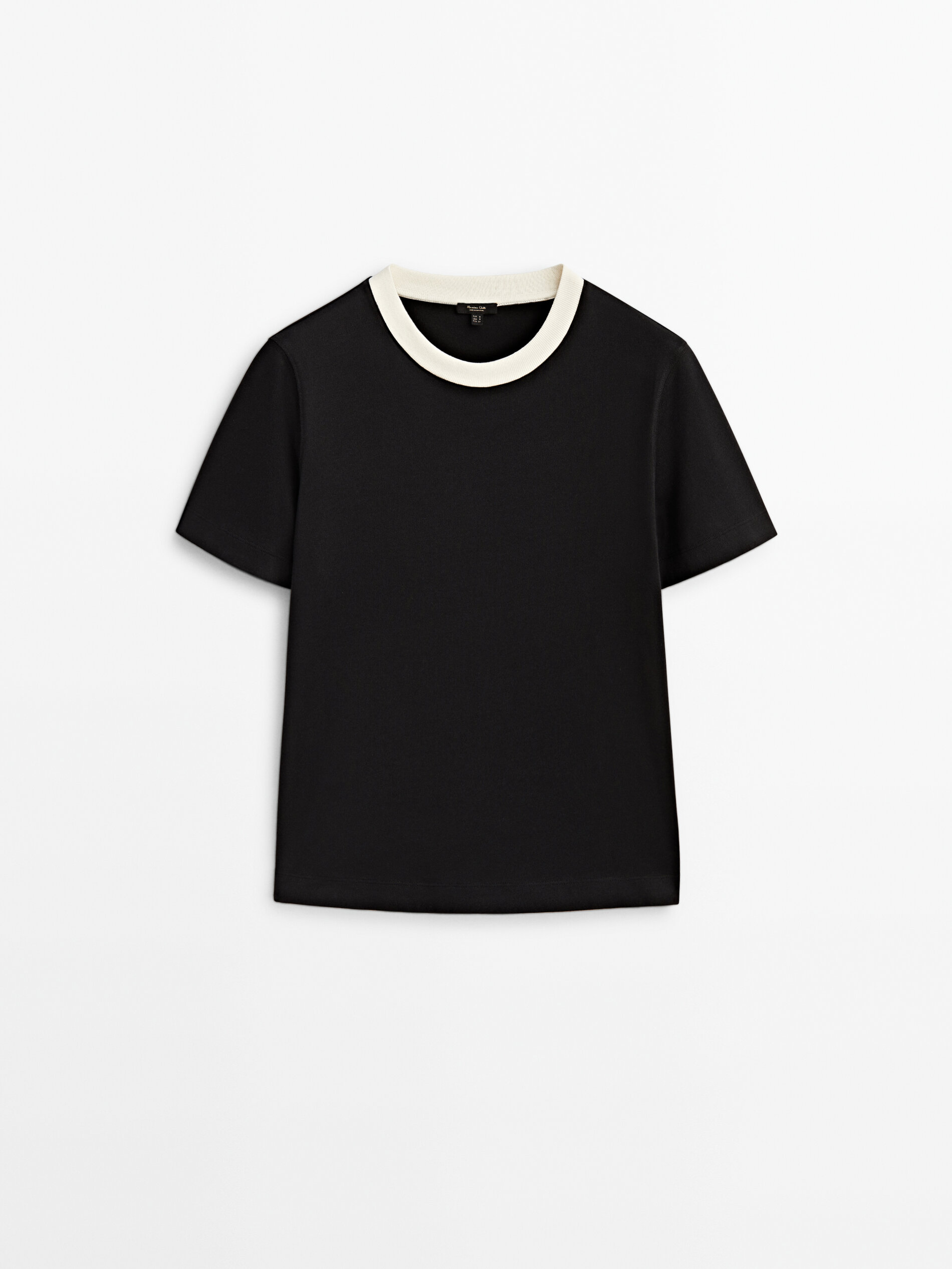 Camisa de manga curta com contraste - PRETA