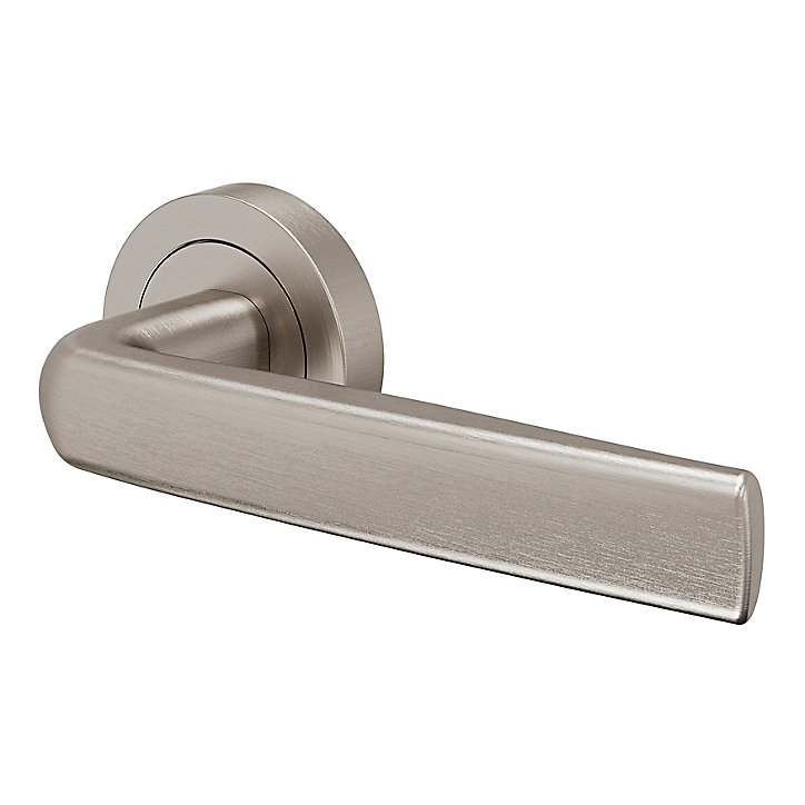 Ensemble poignée sur rosace Incurvé à visser GoodHome Primel effet nickel satin gris Ø52mm