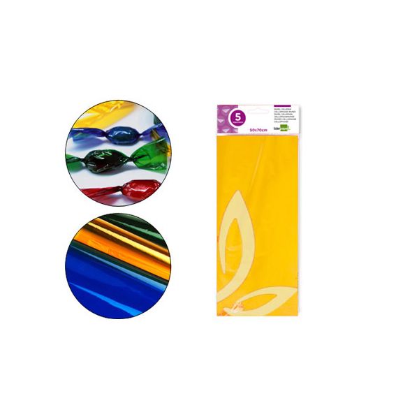 Liderpapel Papel Celofane 50X70 CM 22G/M2 Amarelo 5Fls
