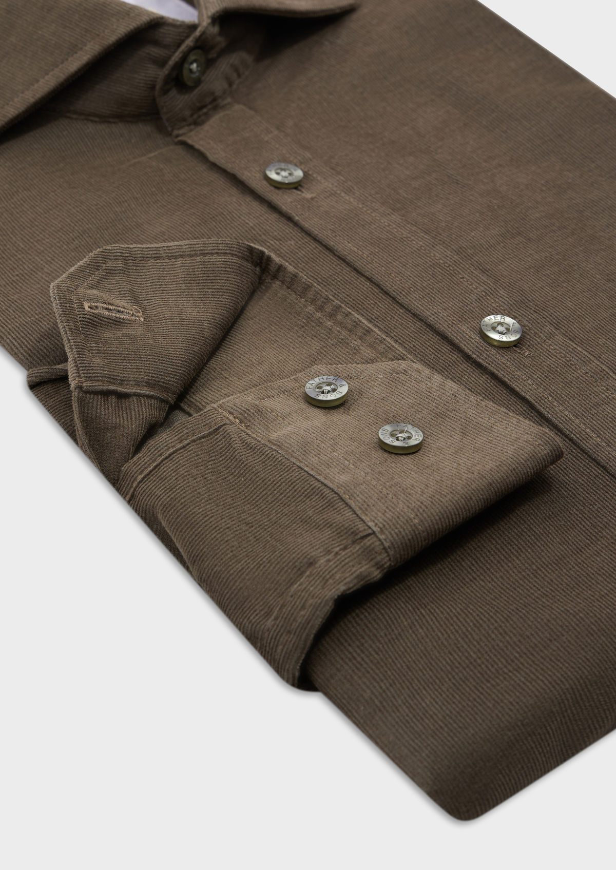 Chemise sport Slim en velours côtelé uni kaki