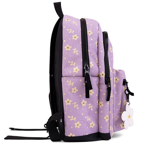 Little legends rugzak met regenhoes large - lila flower - 38 cm