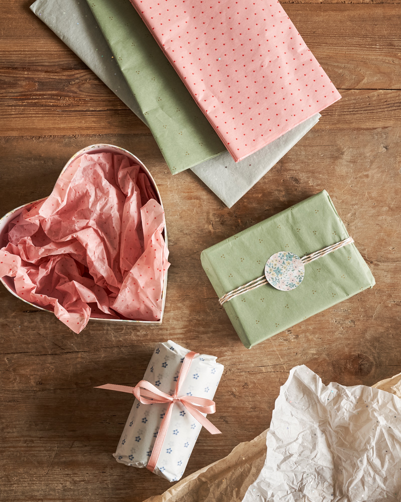 Silkepapir | Papir. 50 x 60 cm. 4 ark. | Dusty Green