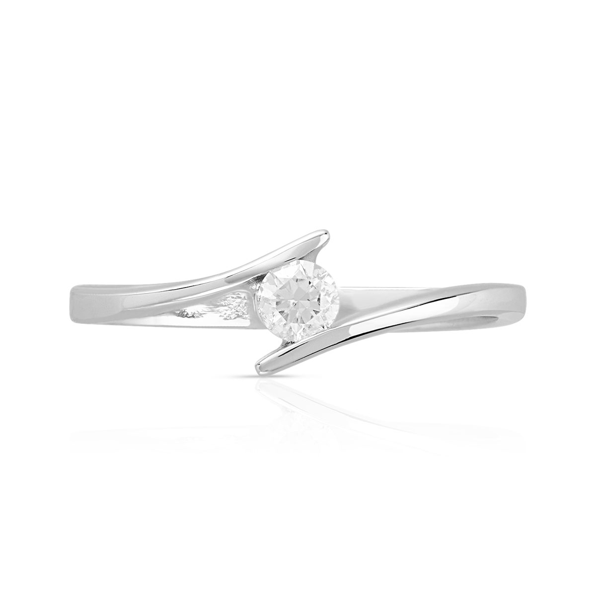 Solitaire or blanc 750 diamant 0.15 carat H/P1