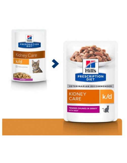 Hill's Prescription Diet K\/D Kidney Care Maaltijdzakjes - Kattenvoer - Rund 12x85 g