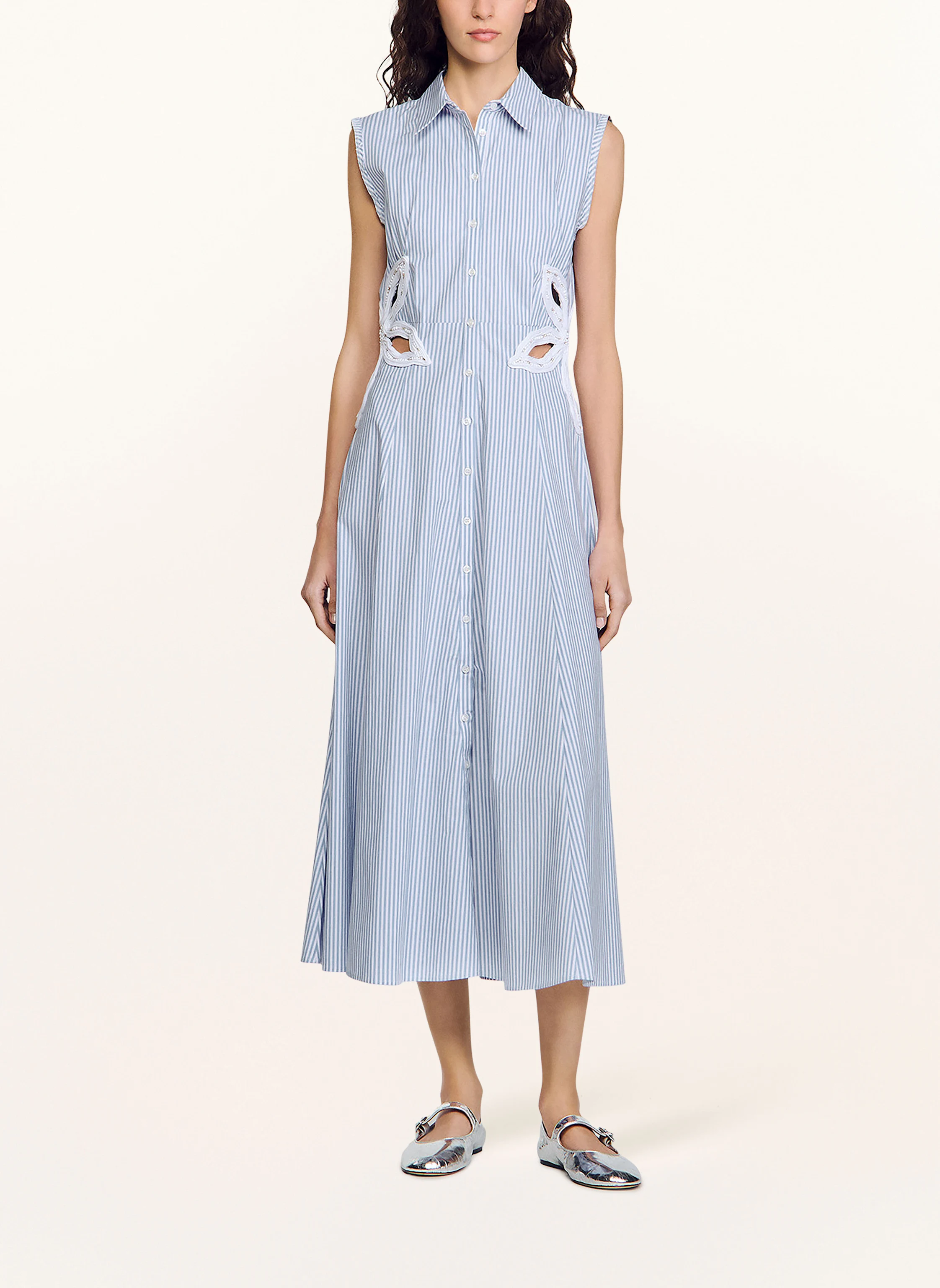SANDRO Hemdblusenkleid mit Schmucksteinen