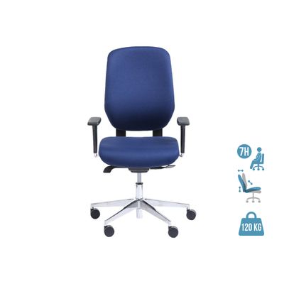 Fauteuil de bureau ROMEO - accoudoirs en option - bleu, base alu