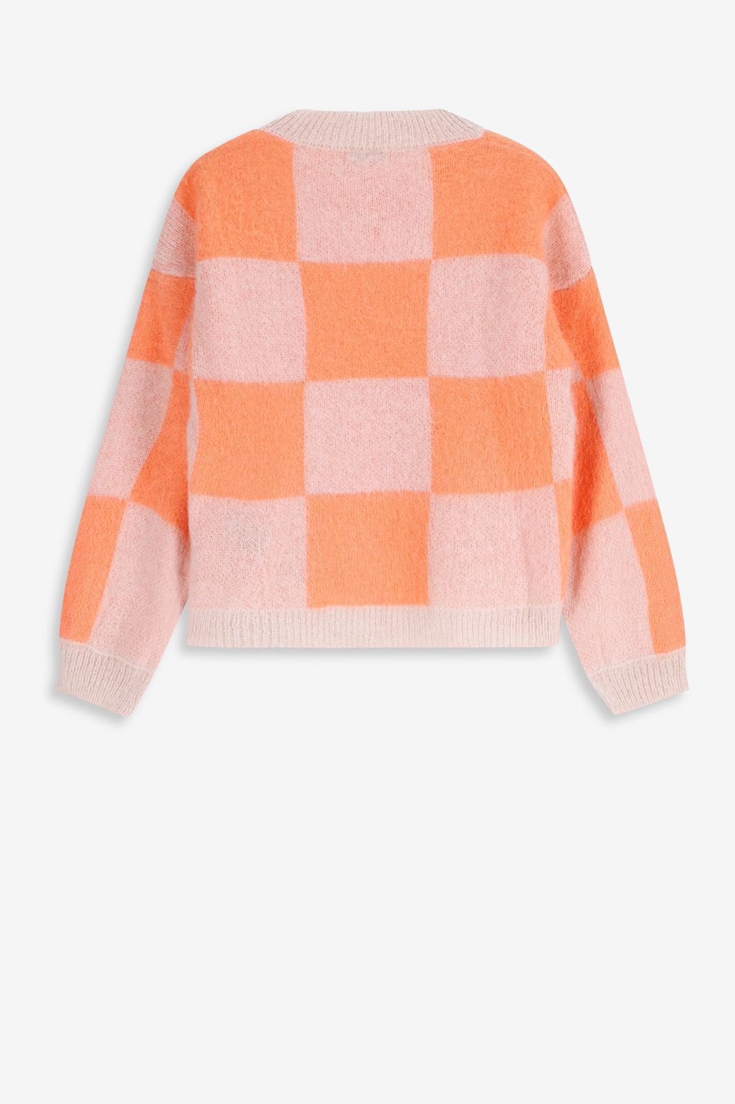 Oranje trui met colourblock