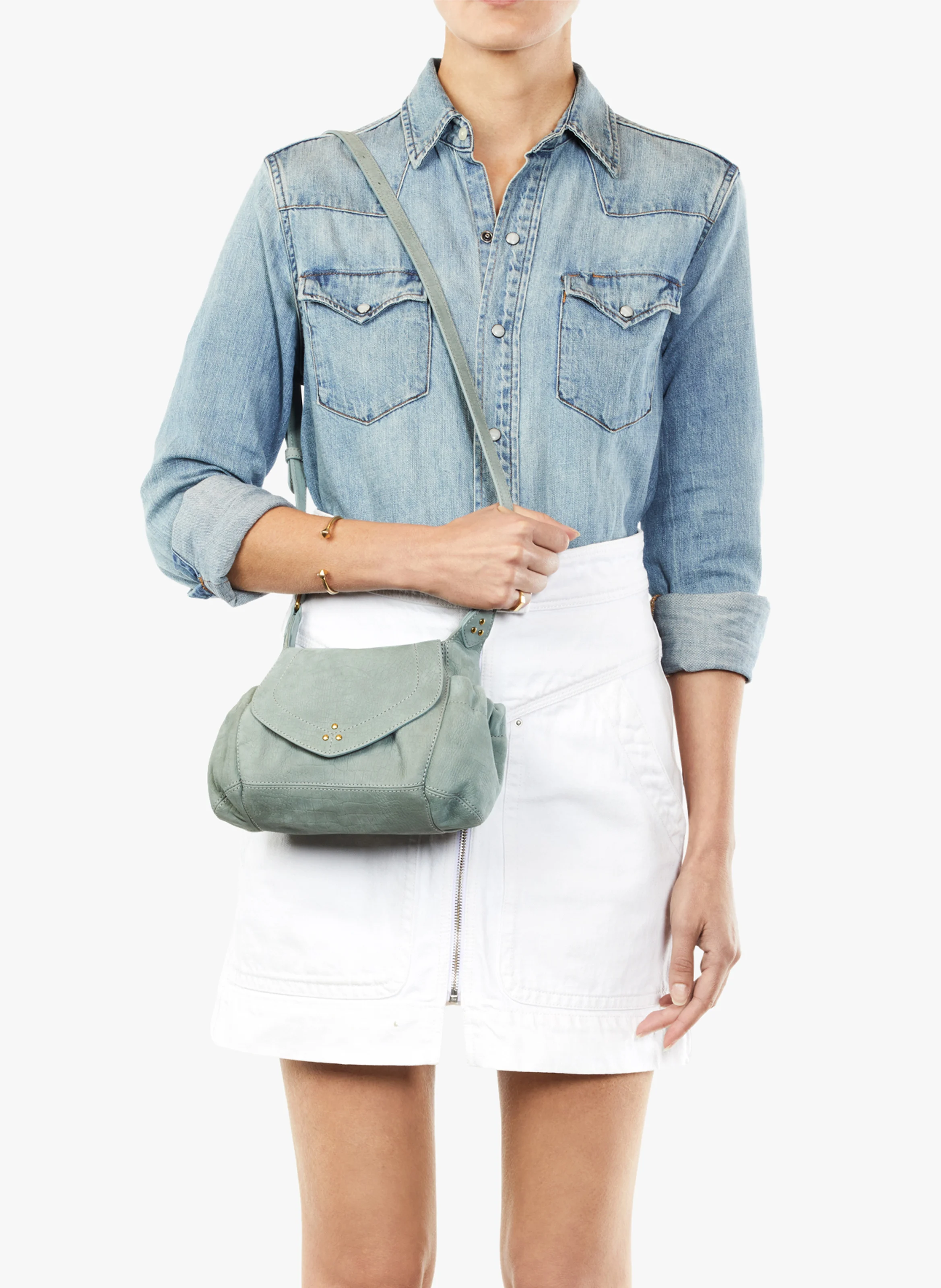 HELMUT S - Mini sac besace en cuir | Vert