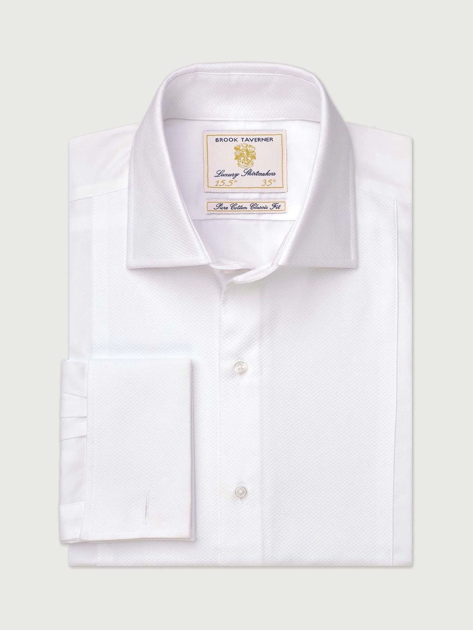 Wit - Standaard - Brook Taverner Dinner Shirt With Marcella 100% Cotton Bib