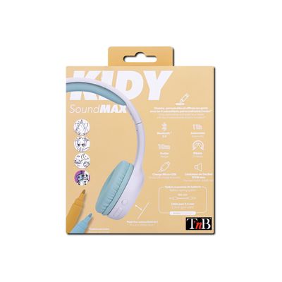 T'nB Kids KIDY - casque sans fil pour enfants - Limiteur de décibel - blanc et vert