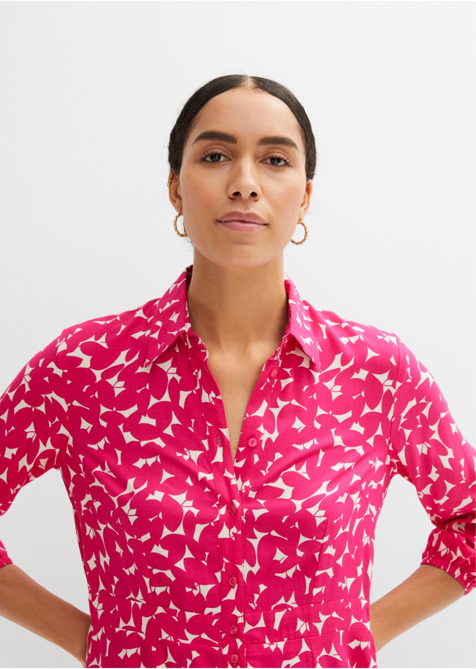 Robe-chemise avec manches 3/4